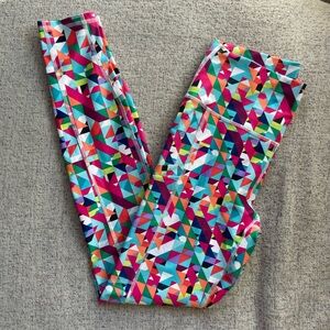 Guru Active Vibrant Geometric High-Waisted Leggings - Size Small